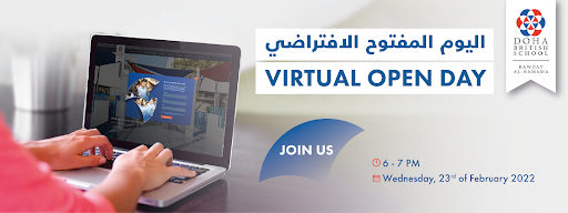 Welcome to Doha British School Rawdat Al Hamama’s Virtual Open Day Banner